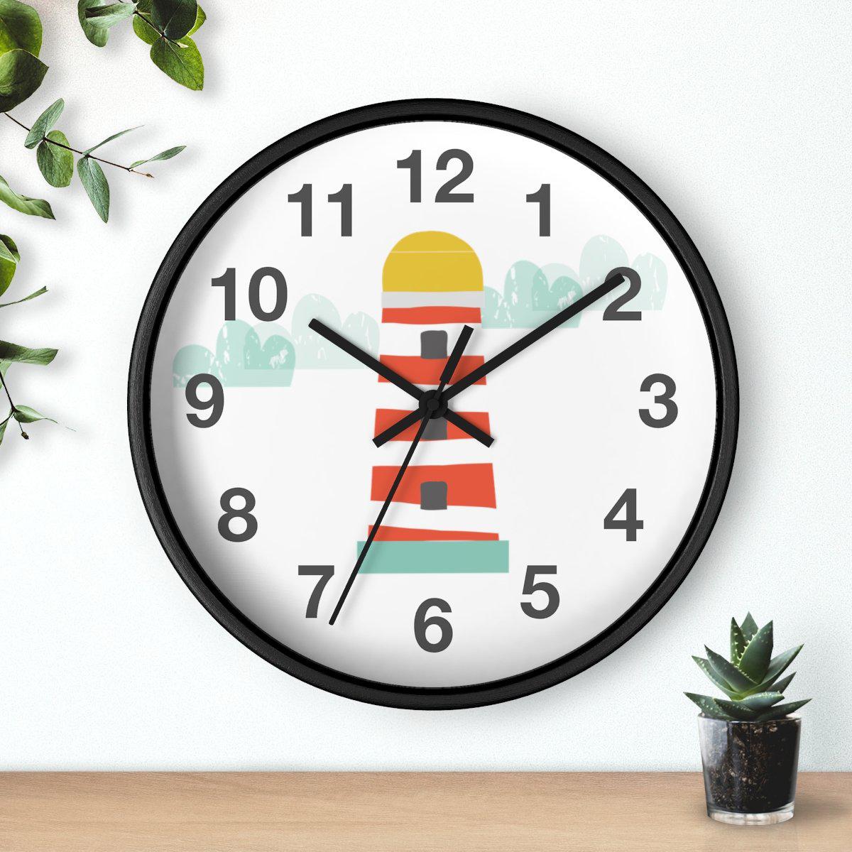 Boys Ocean Lighthouse Wall Clock, Boys Nursery Wall Clock, Boys Baby Shower Gift, Nautical Wall Clock, Boys Wall Decor, Kids Room Decor