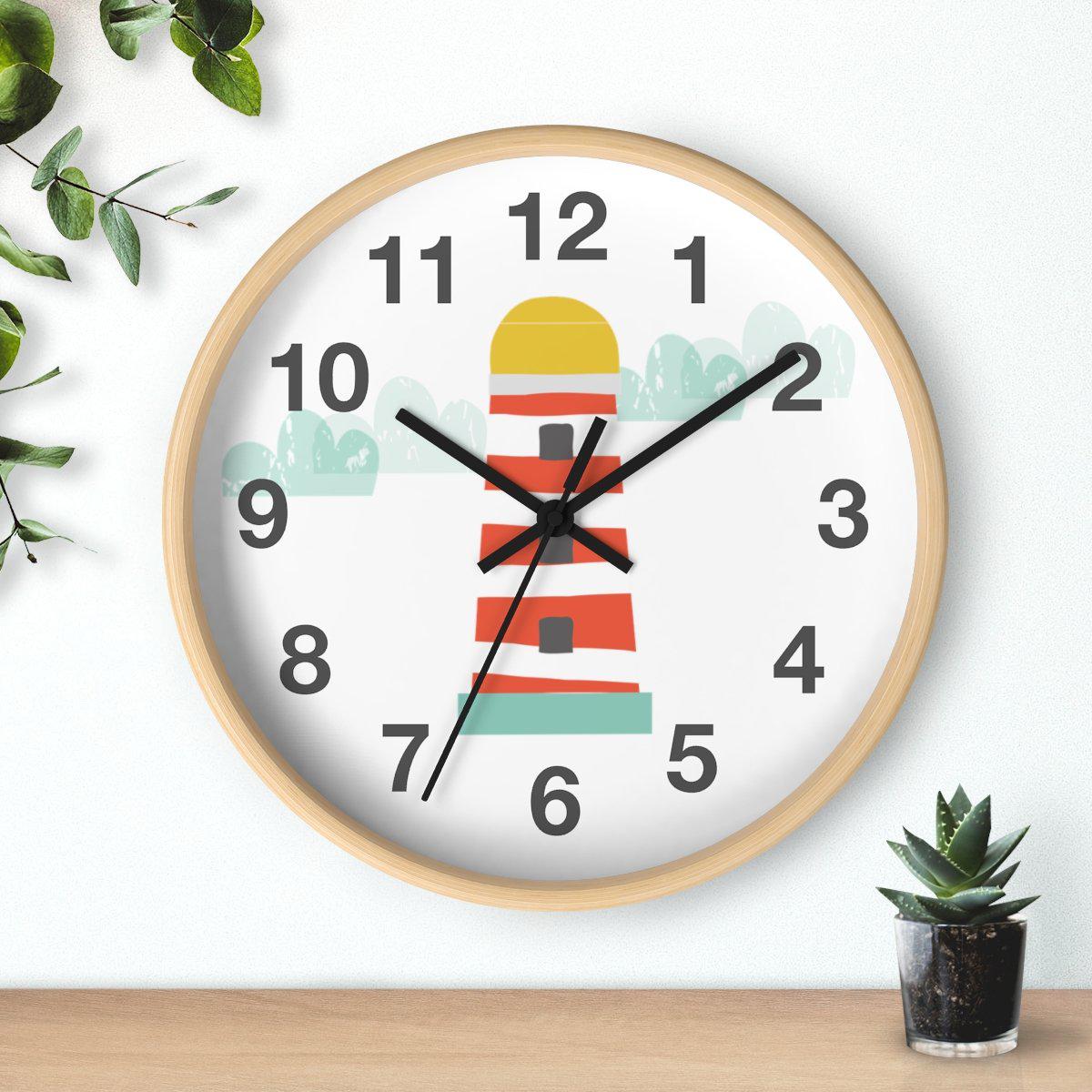 Boys Ocean Lighthouse Wall Clock, Boys Nursery Wall Clock, Boys Baby Shower Gift, Nautical Wall Clock, Boys Wall Decor, Kids Room Decor
