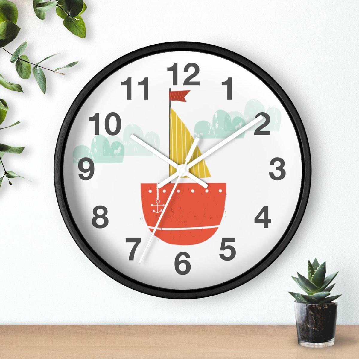 Boys Red Sailboat Wall Clock, Boys Nursery Wall Clock, Boys Bedroom Decor, Childrens Wall Clock, Kids Wall Clock, Boys Wall Decor, Kids Room Decor