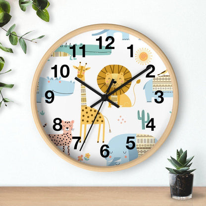 Nursery Wall Clock No Ticking Jungle Animals, Nursery Large Wall Clock, Kids Wall Clock, Silent Nursery Wall Clock, Kids Wall Decor | Pippa + June