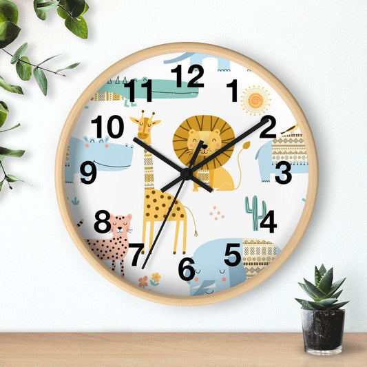 Nursery Wall Clock No Ticking Jungle Animals, Nursery Large Wall Clock, Kids Wall Clock, Silent Nursery Wall Clock, Kids Wall Decor | Pippa + June
