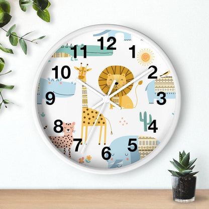 Nursery Wall Clock No Ticking Jungle Animals, Nursery Large Wall Clock, Kids Wall Clock, Silent Nursery Wall Clock, Kids Wall Decor | Pippa + June