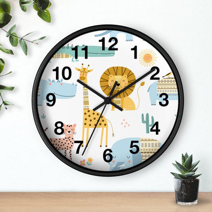 Nursery Wall Clock No Ticking Jungle Animals, Nursery Large Wall Clock, Kids Wall Clock, Silent Nursery Wall Clock, Kids Wall Decor | Pippa + June
