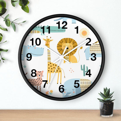 Nursery Wall Clock No Ticking Jungle Animals, Nursery Large Wall Clock, Kids Wall Clock, Silent Nursery Wall Clock, Kids Wall Decor | Pippa + June