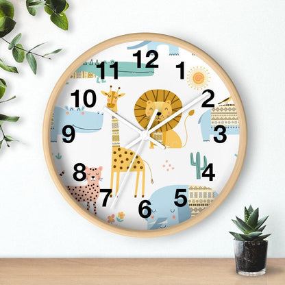 Nursery Wall Clock No Ticking Jungle Animals, Nursery Large Wall Clock, Kids Wall Clock, Silent Nursery Wall Clock, Kids Wall Decor | Pippa + June