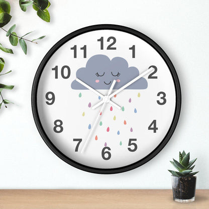 Nursery Wall Clock No Ticking Rainbow Clouds, Kids Wall Clock, Nursery Large Wall Clock, Silent Nursery Wall Clock, Kids Wall Decor | Pippa + June
