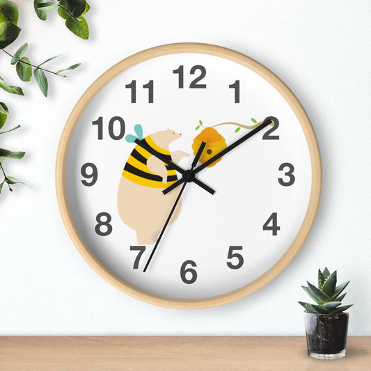 Nursery Wall Clock No Ticking Animal Bear, Kids Wall Clock, Nursery Large Wall Clock, Silent Nursery Wall Clock, Kids Wall Decor | Pippa + June