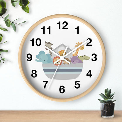 Nursery Wall Clock No Ticking Noah's Ark, Nursery Large Wall Clock, Kids Wall Clock, Silent Nursery Wall Clock, Kids Wall Decor | Pippa + June