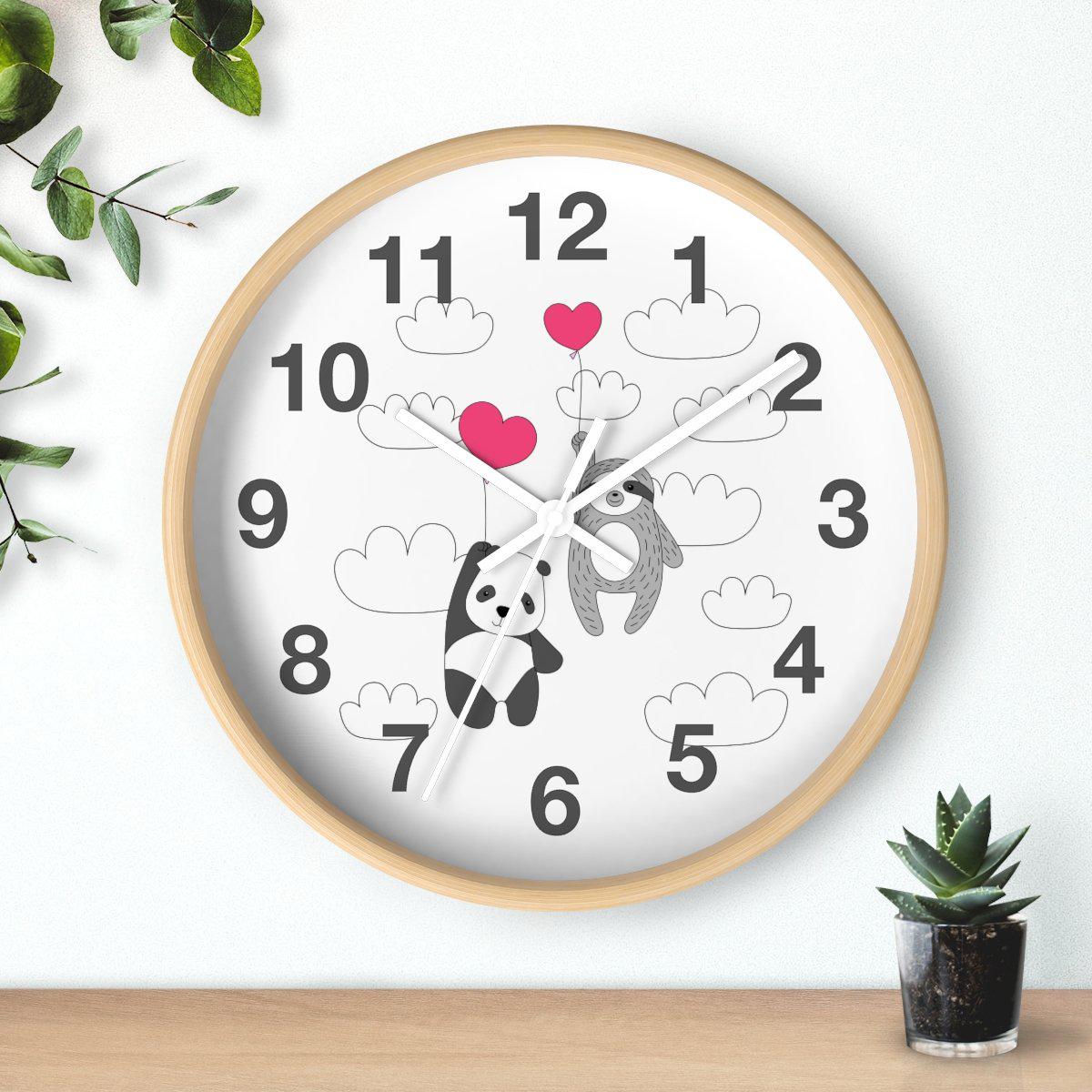 Panda Sloth Wall Clock, Kids Wall Clock, Neutral Unisex Bedroom Decor, Nursery Wall Clock, Childrens Wall Clock, Kids Wall Clock