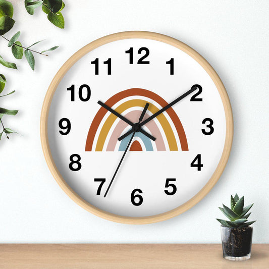 Nursery Wall Clock No Ticking Rainbow, Kids Wall Clock, Nursery Large Wall Clock, Silent Nursery Wall Clock, Kids Wall Decor | Pippa + June