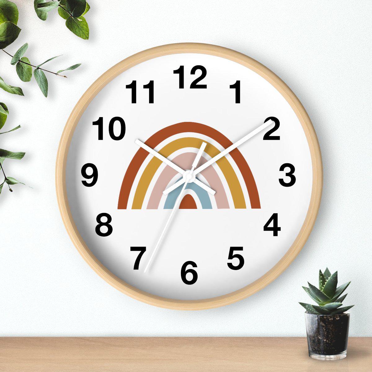 Nursery Wall Clock No Ticking Rainbow, Kids Wall Clock, Nursery Large Wall Clock, Silent Nursery Wall Clock, Kids Wall Decor | Pippa + June