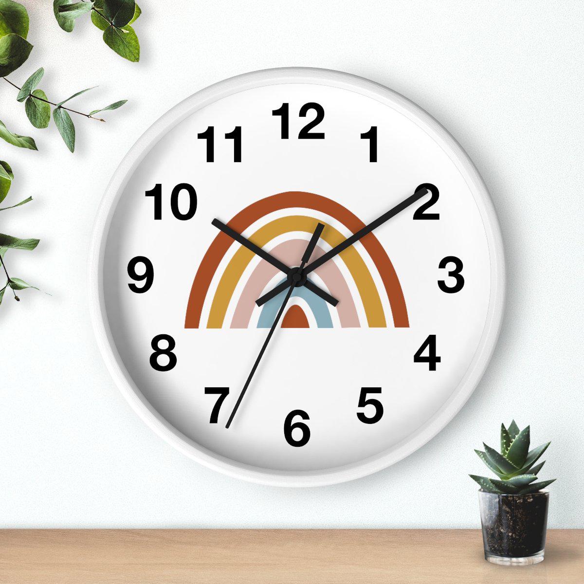 Nursery Wall Clock No Ticking Rainbow, Kids Wall Clock, Nursery Large Wall Clock, Silent Nursery Wall Clock, Kids Wall Decor | Pippa + June
