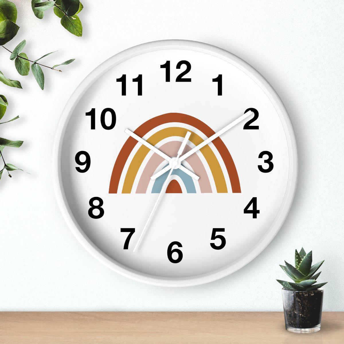 Nursery Wall Clock No Ticking Rainbow, Kids Wall Clock, Nursery Large Wall Clock, Silent Nursery Wall Clock, Kids Wall Decor | Pippa + June