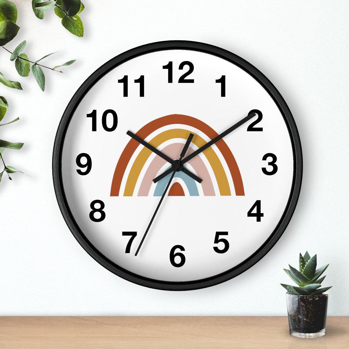 Nursery Wall Clock No Ticking Rainbow, Kids Wall Clock, Nursery Large Wall Clock, Silent Nursery Wall Clock, Kids Wall Decor | Pippa + June