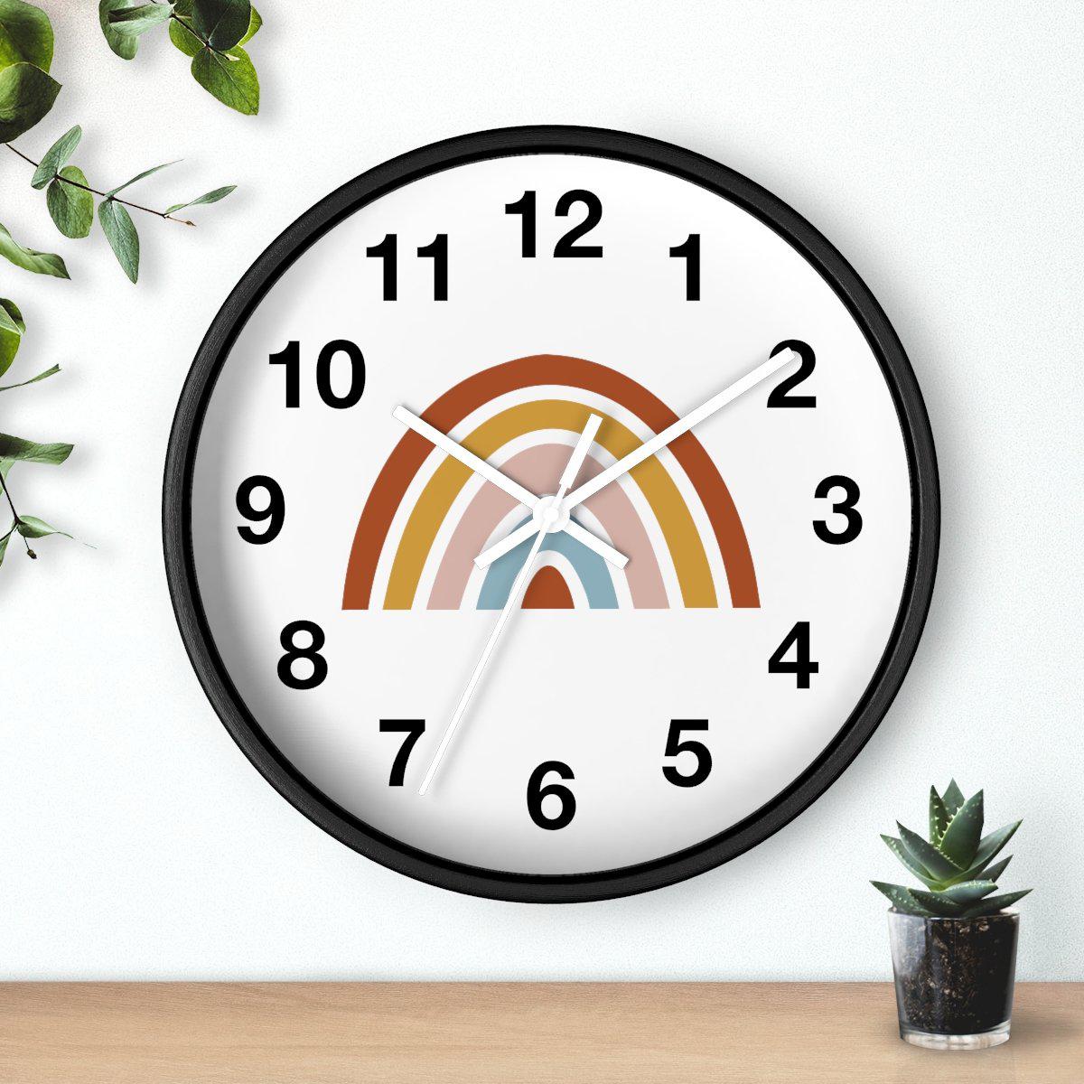 Nursery Wall Clock No Ticking Rainbow, Kids Wall Clock, Nursery Large Wall Clock, Silent Nursery Wall Clock, Kids Wall Decor | Pippa + June