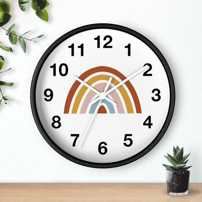 Nursery Wall Clock No Ticking Rainbow, Kids Wall Clock, Nursery Large Wall Clock, Silent Nursery Wall Clock, Kids Wall Decor | Pippa + June