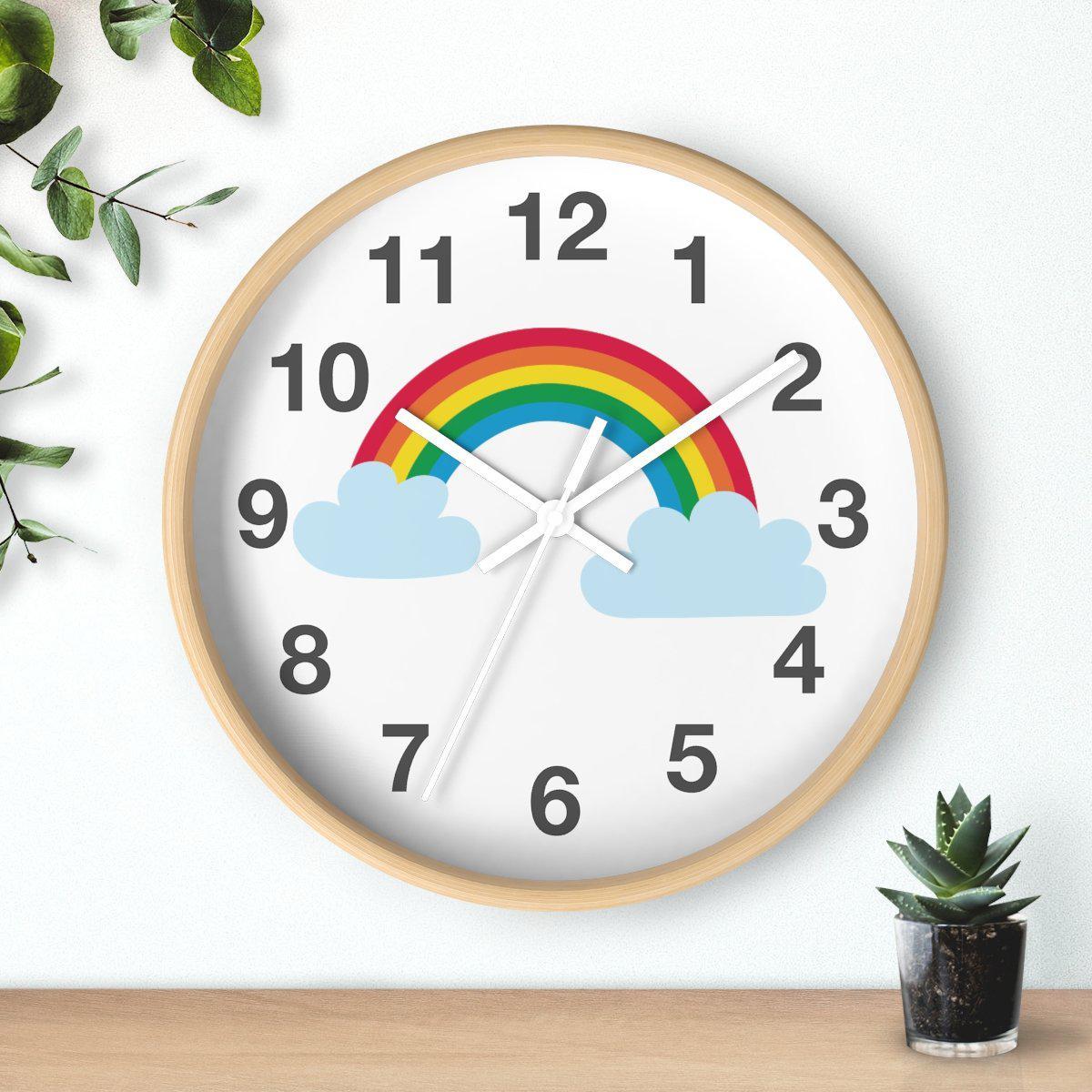 Nursery Wall Clock No Ticking Rainbow, Kids Wall Clock, Nursery Large Wall Clock, Silent Nursery Wall Clock, Kids Wall Decor | Pippa + June