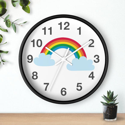 Nursery Wall Clock No Ticking Rainbow, Kids Wall Clock, Nursery Large Wall Clock, Silent Nursery Wall Clock, Kids Wall Decor | Pippa + June
