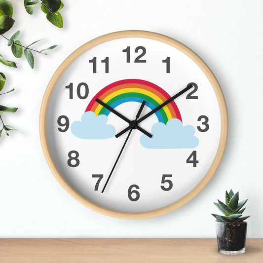 Nursery Wall Clock No Ticking Rainbow, Kids Wall Clock, Nursery Large Wall Clock, Silent Nursery Wall Clock, Kids Wall Decor | Pippa + June