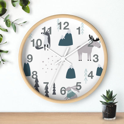 Nursery Wall Clock No Ticking Woodland Animals, Nursery Large Wall Clock, Kids Wall Clock, Silent Nursery Wall Clock, Kids Wall Decor | Pippa + June