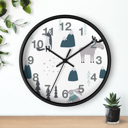 Nursery Wall Clock No Ticking Woodland Animals, Nursery Large Wall Clock, Kids Wall Clock, Silent Nursery Wall Clock, Kids Wall Decor | Pippa + June