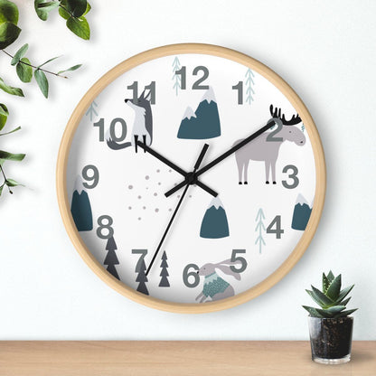 Nursery Wall Clock No Ticking Woodland Animals, Nursery Large Wall Clock, Kids Wall Clock, Silent Nursery Wall Clock, Kids Wall Decor | Pippa + June