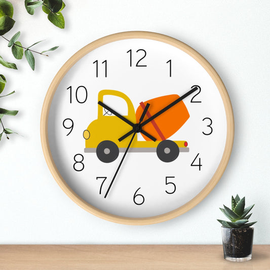 Nursery Wall Clock No Ticking, Boys Wall Decor, Boys Bedroom Decor, Kids Wall Clock Boys Transport Truck | Pippa + June