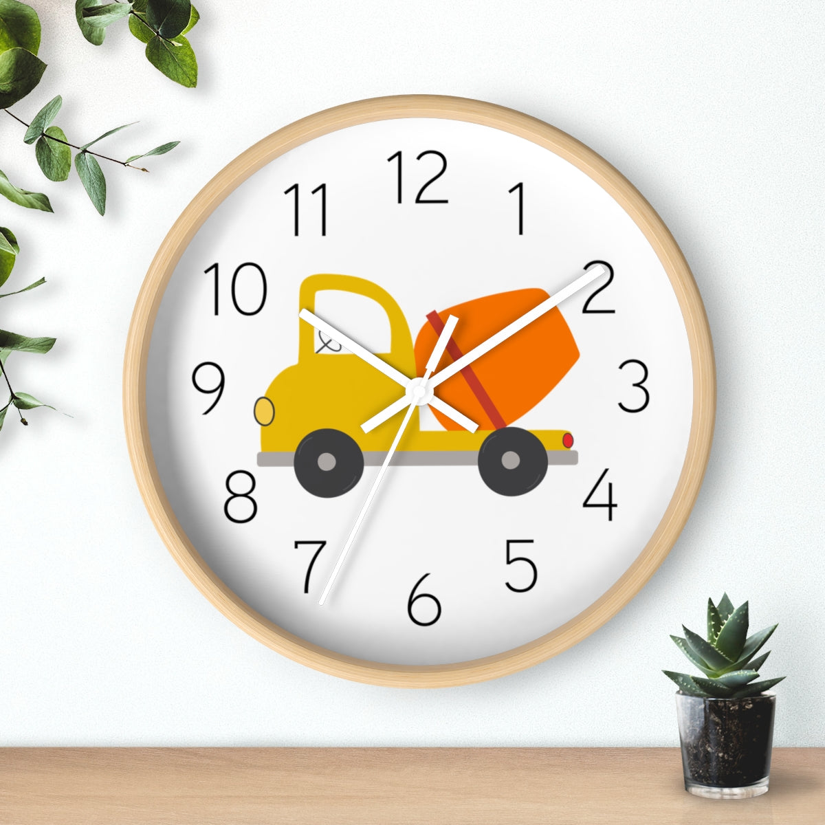 Nursery Wall Clock No Ticking, Boys Wall Decor, Boys Bedroom Decor, Kids Wall Clock Boys Transport Truck | Pippa + June