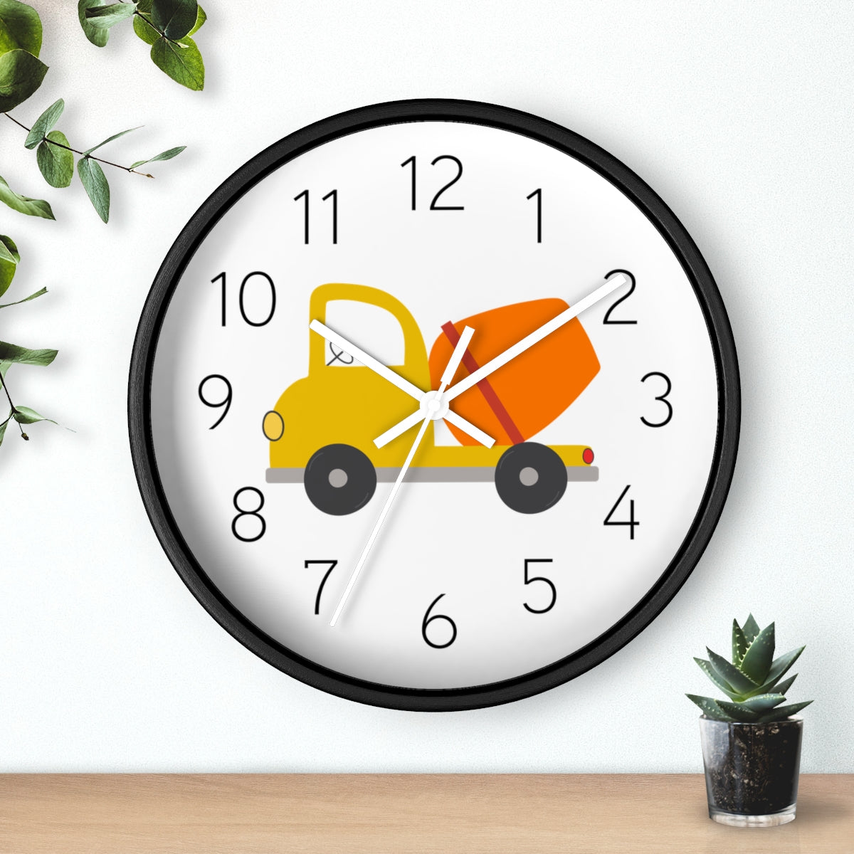 Nursery Wall Clock No Ticking, Boys Wall Decor, Boys Bedroom Decor, Kids Wall Clock Boys Transport Truck | Pippa + June