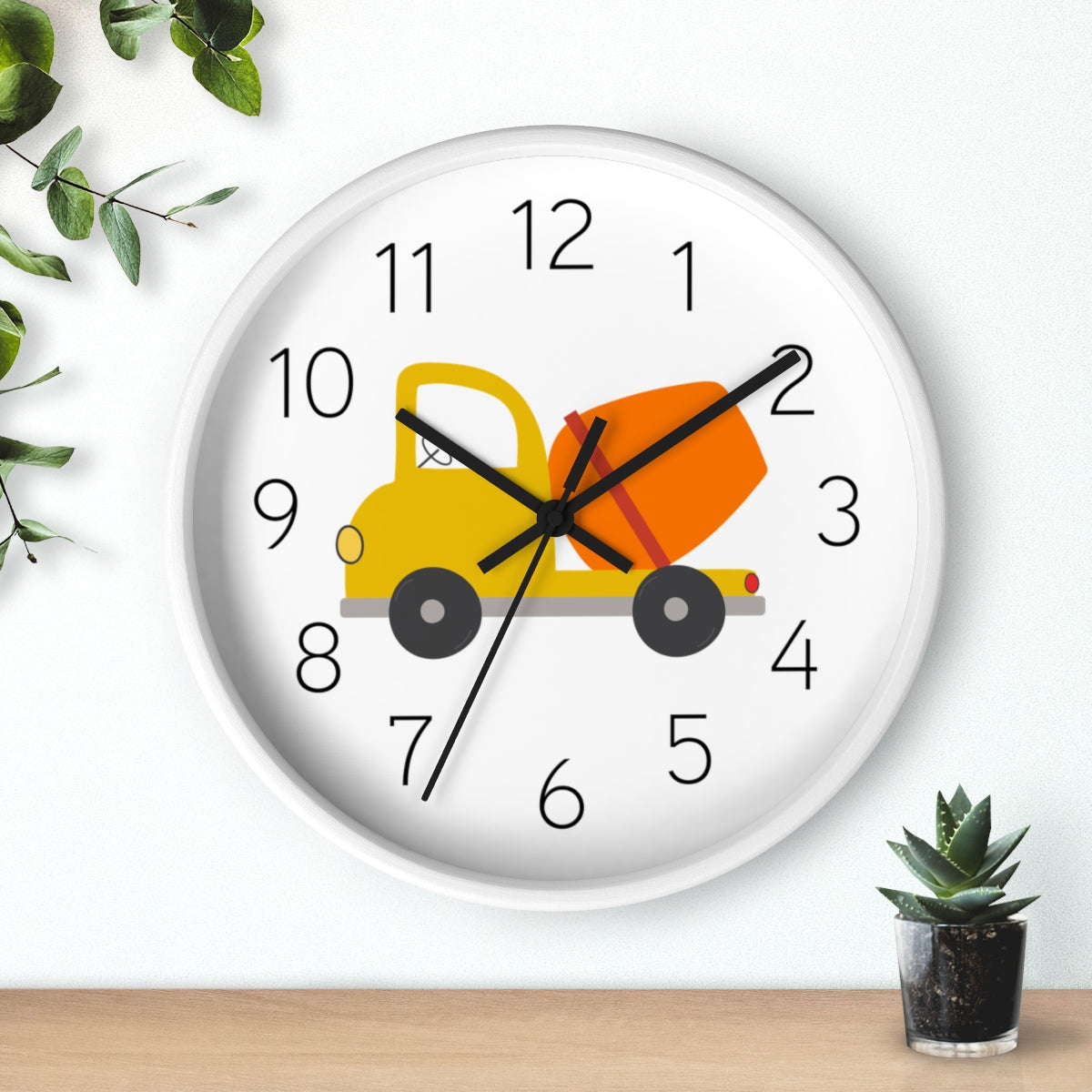 Nursery Wall Clock No Ticking, Boys Wall Decor, Boys Bedroom Decor, Kids Wall Clock Boys Transport Truck | Pippa + June