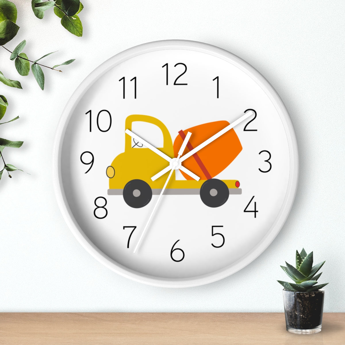 Nursery Wall Clock No Ticking, Boys Wall Decor, Boys Bedroom Decor, Kids Wall Clock Boys Transport Truck | Pippa + June