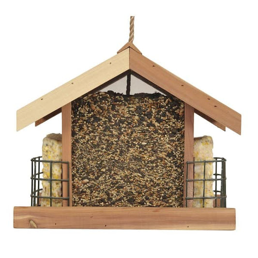 Wood Bird Feeder Cedar Weather Resistant, 5 lb. Seed Capacity