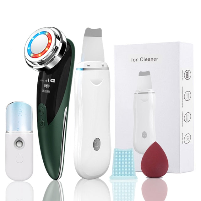 Skin Scrubber Pore Cleaner 2+4 Kit Facial Ion Shovel Deep Face Cleaning Sonic Peeling