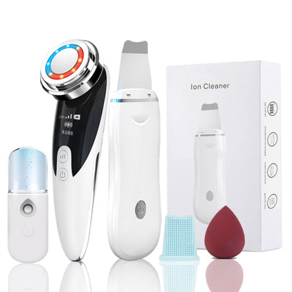 Skin Scrubber Pore Cleaner 2+4 Kit Facial Ion Shovel Deep Face Cleaning Sonic Peeling