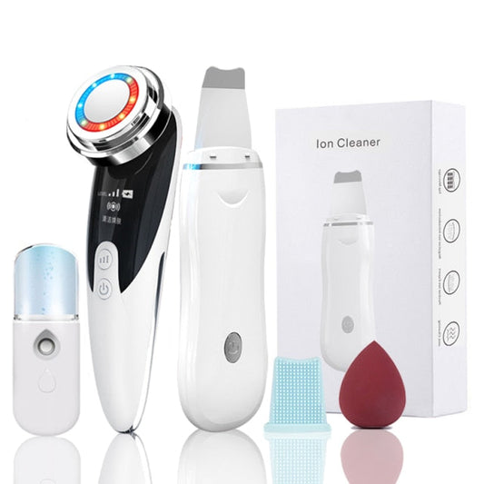 Skin Scrubber Pore Cleaner 2+4 Kit Facial Ion Shovel Deep Face Cleaning Sonic Peeling