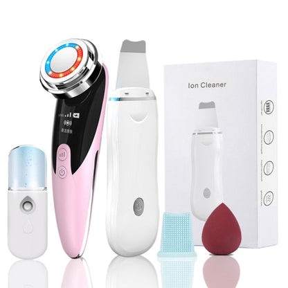 Skin Scrubber Pore Cleaner 2+4 Kit Facial Ion Shovel Deep Face Cleaning Sonic Peeling