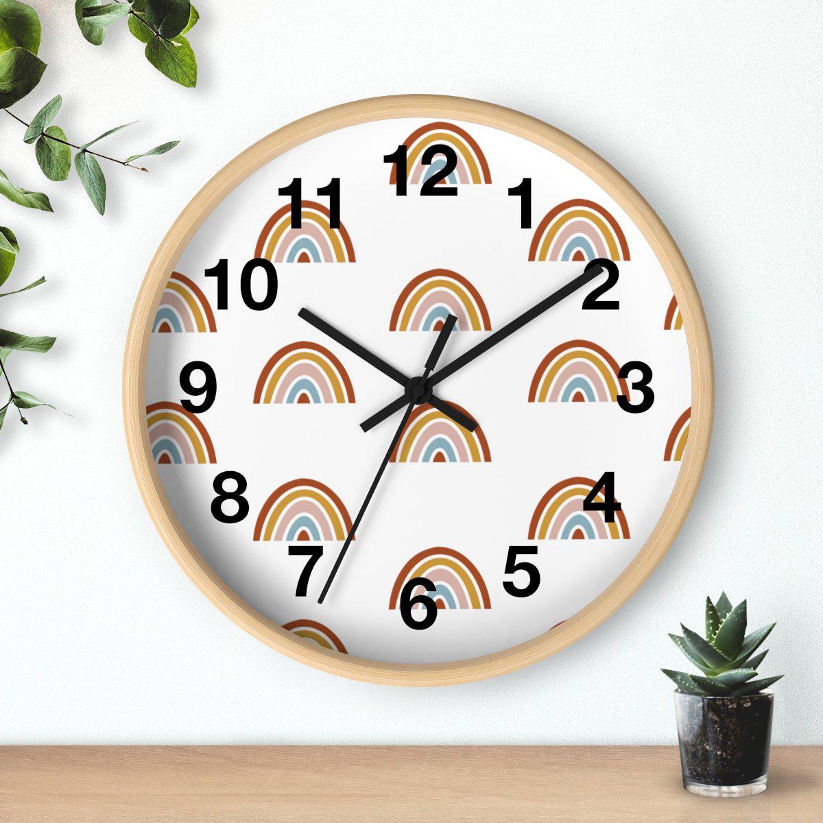 Rainbow Wall Clock, Kids Wall Clock Neutral Unisex, Nursery Wall Clock, Childrens Wall Clock, Kids Clock, Kids Wall Decor, Kids Room Decor