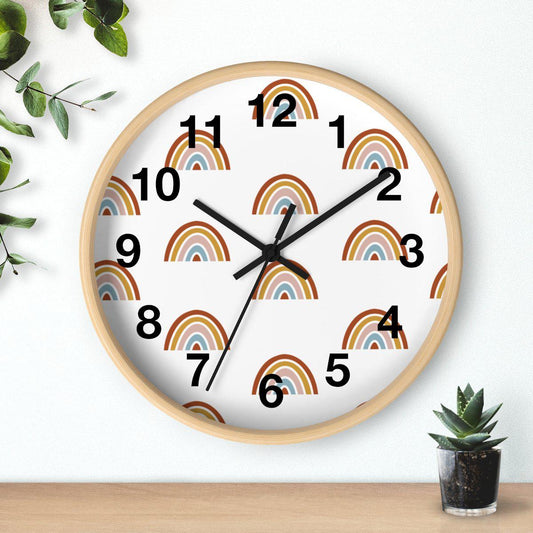 Rainbow Wall Clock, Kids Wall Clock Neutral Unisex, Nursery Wall Clock, Childrens Wall Clock, Kids Clock, Kids Wall Decor, Kids Room Decor