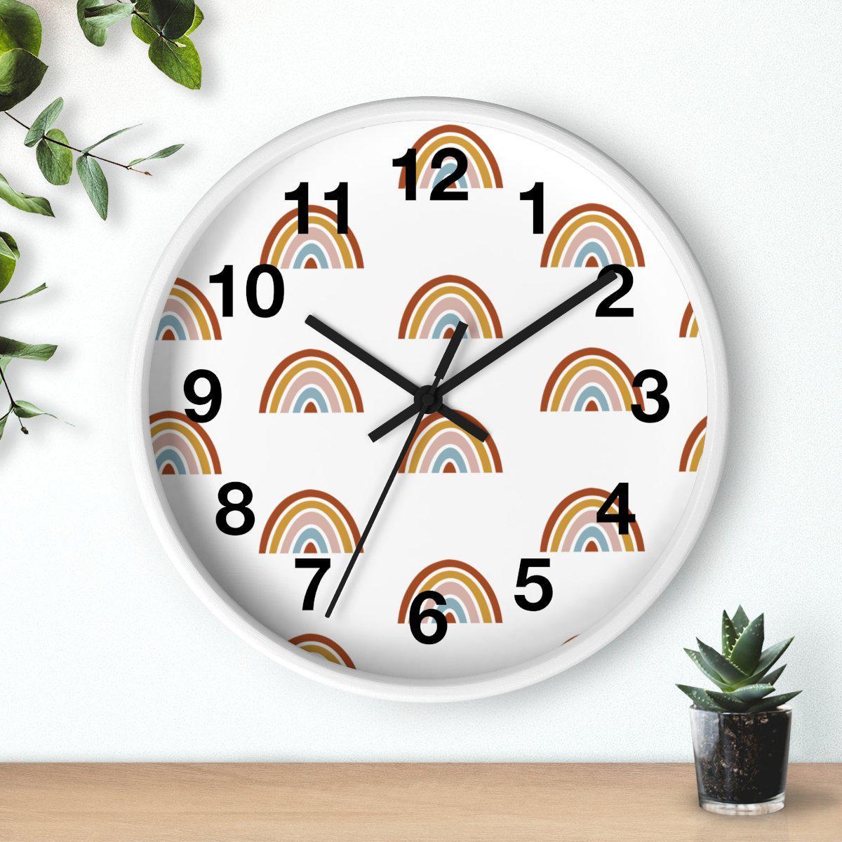 Rainbow Wall Clock, Kids Wall Clock Neutral Unisex, Nursery Wall Clock, Childrens Wall Clock, Kids Clock, Kids Wall Decor, Kids Room Decor