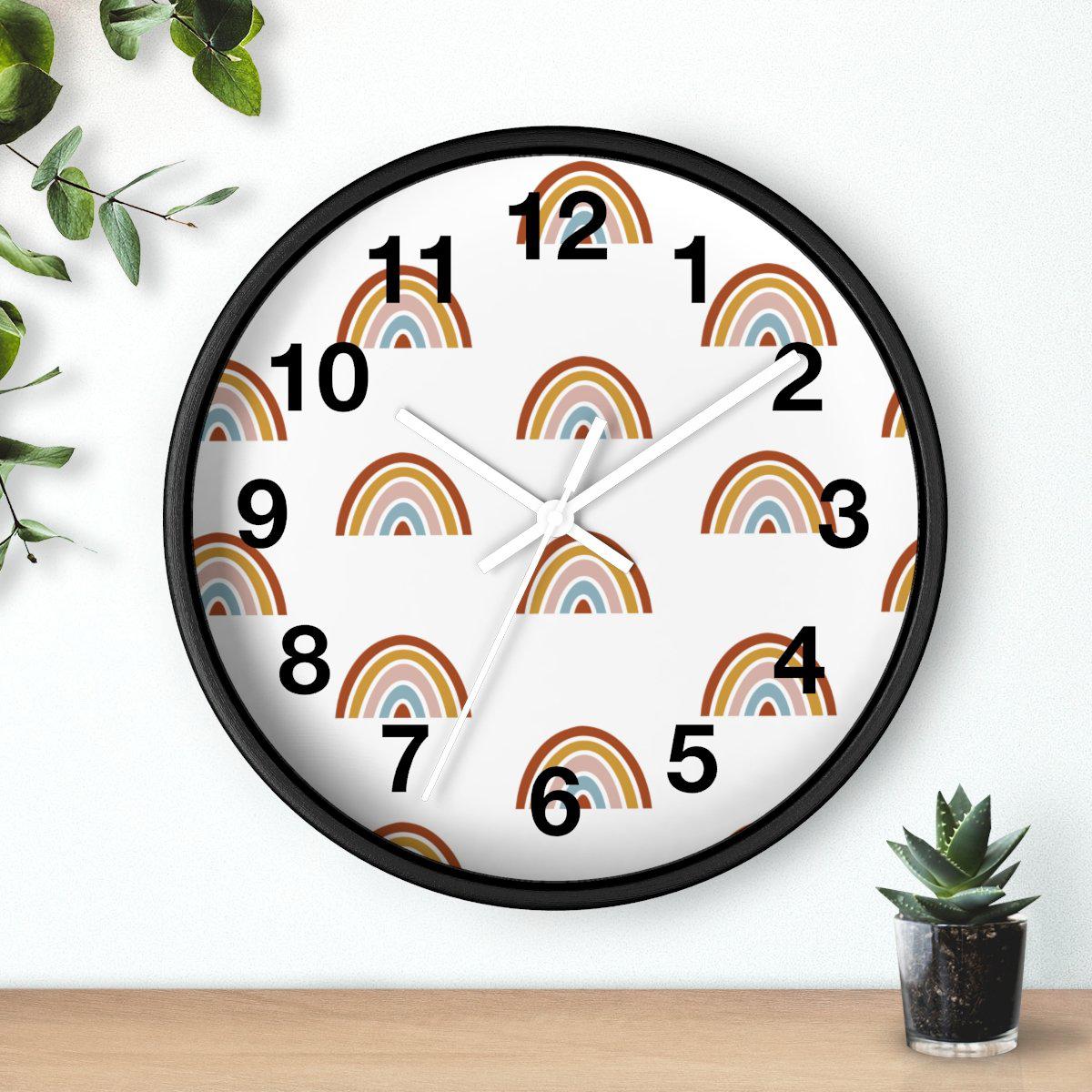 Rainbow Wall Clock, Kids Wall Clock Neutral Unisex, Nursery Wall Clock, Childrens Wall Clock, Kids Clock, Kids Wall Decor, Kids Room Decor