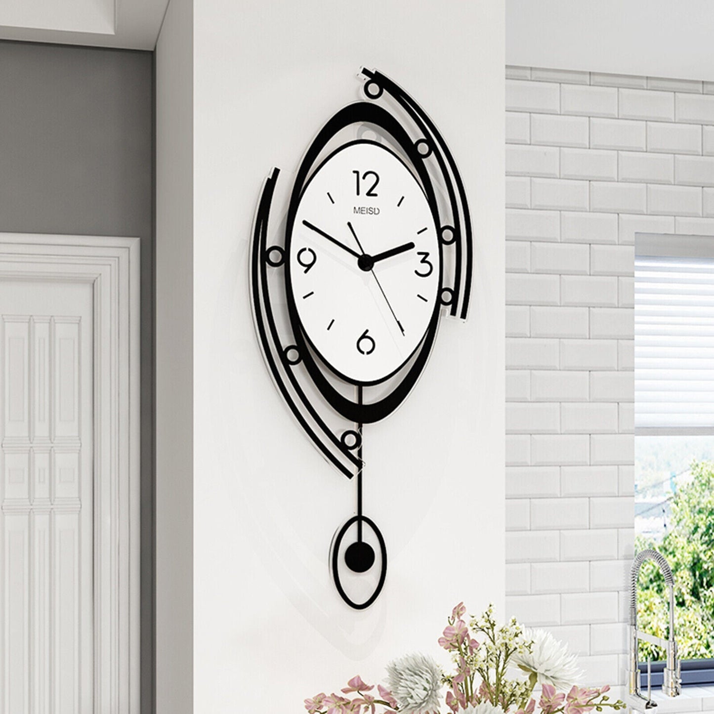 3D Wall Clock with Pendulum in Large