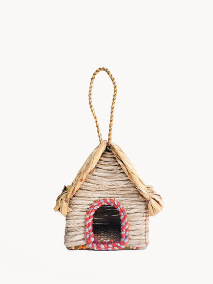 Seagrass and Recycled Sari Birdhouse Birdhouses Korissa Cabin
