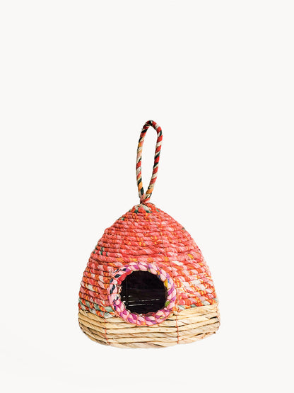 Seagrass and Recycled Sari Birdhouse Birdhouses Korissa Garden