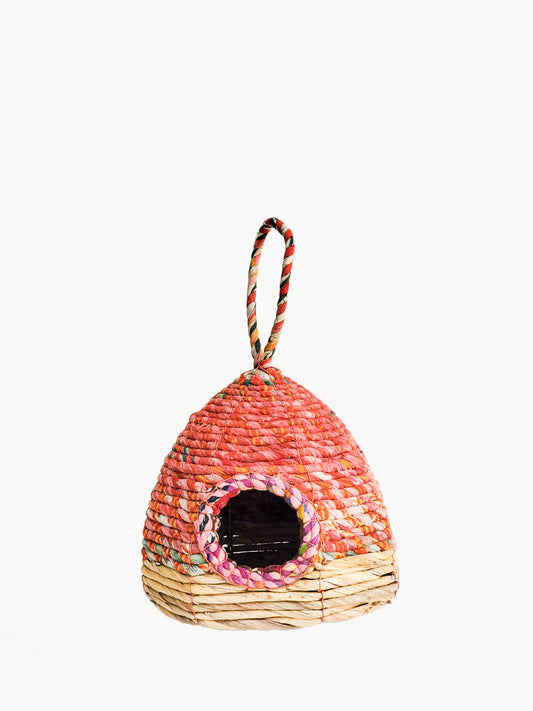 Seagrass and Recycled Sari Birdhouse Birdhouses Korissa Garden