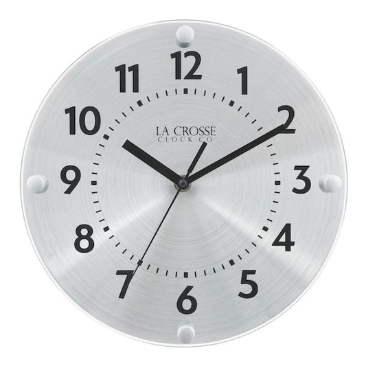 10" Metal Wall Clock with Silent Movement Analog Quartz, Silver