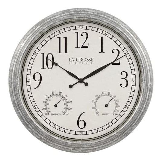 14" Round Wall Clock with Temperature & Humidity Functions