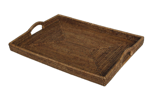 Rattan rectangular tray- Dark Natural