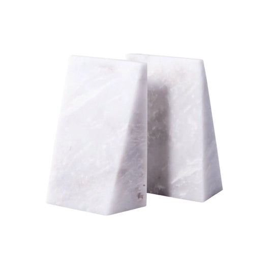 White Marble Wedge Bookends